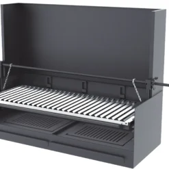 Barbacoa Carbón Y Leña 100 Cm Con Paravaientos Y Elevador