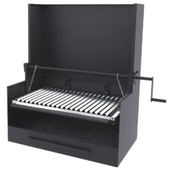 Barbacoa Carbón Y Leña 60 Cm Con Paravaientos Y Elevador