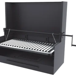 Barbacoa Carbón Y Leña 80 Cm Con Paravaientos Y Elevador