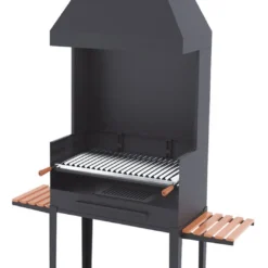 Barbacoa Carbón Y Leña 60 Cm Con Chimenea Y Carro