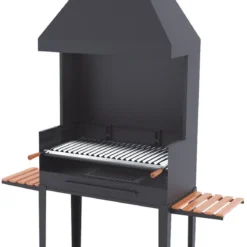 Barbacoa Carbón Y Leña 80 Cm Con Chimenea Y Carro