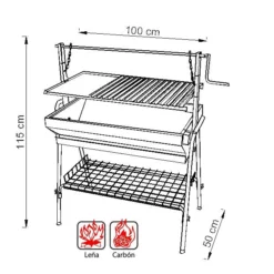 IMEX Barbacoa Con Parrilla-Plancha Inox. Y Elevador 100 Cm. -Ofertas Sabores BBQ Tienda Barbacoa con Parrilla Plancha Inox y Elevador 100 cm 3