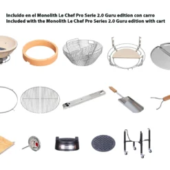 Kamado Monolith Le Chef Pro Series 2.0 Burdeos Con Pies -Ofertas Sabores BBQ Tienda Kamado Monolith LeCHEF Rojo 051J4